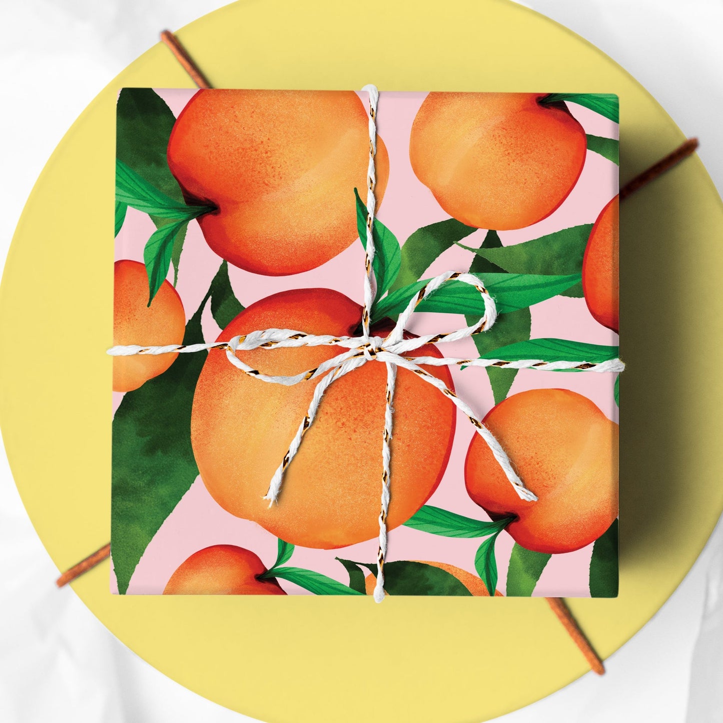 Peach pattern gift wrap | Fawn & Thistle | Colourful wrapping paper