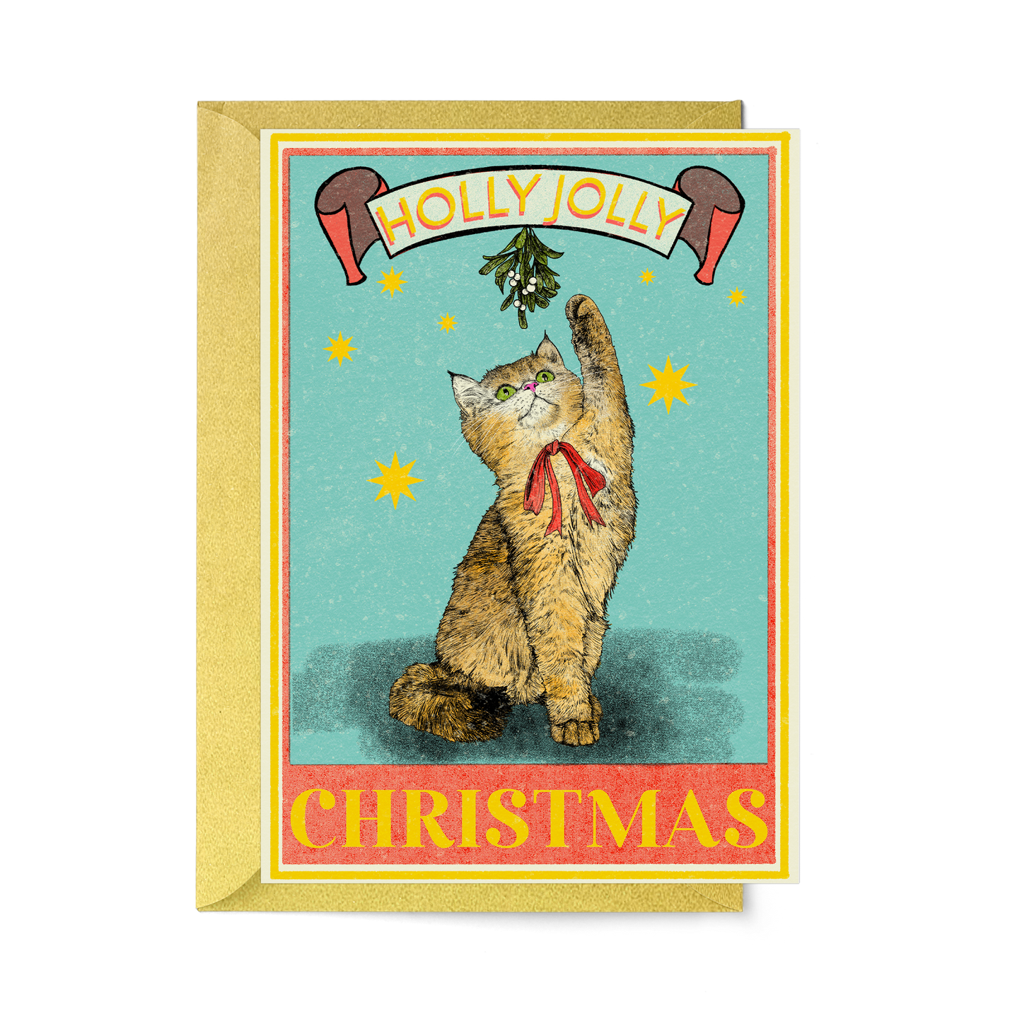 holly jolly cat christmas card by fawn and thistle | Plastic free christmas card