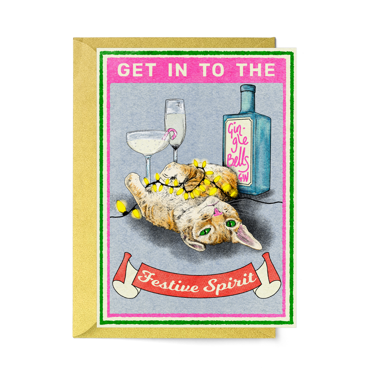 festive spirit cat funny christmas card by fawn and thistle