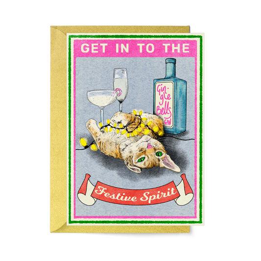 festive spirit cat funny christmas card by fawn and thistle