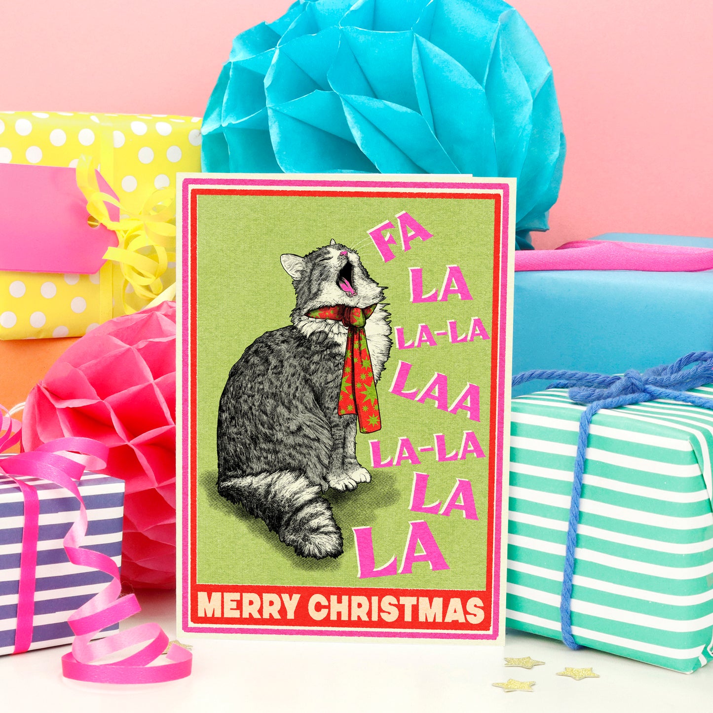 Singing Cat Merry Christmas Card by Fawn & Thistle