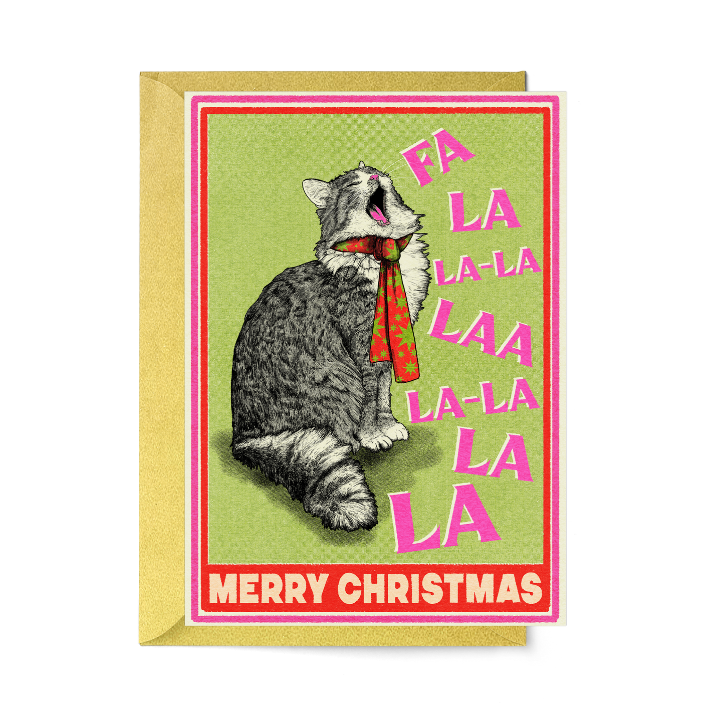 Singing Cat Merry Christmas Card by Fawn & Thistle