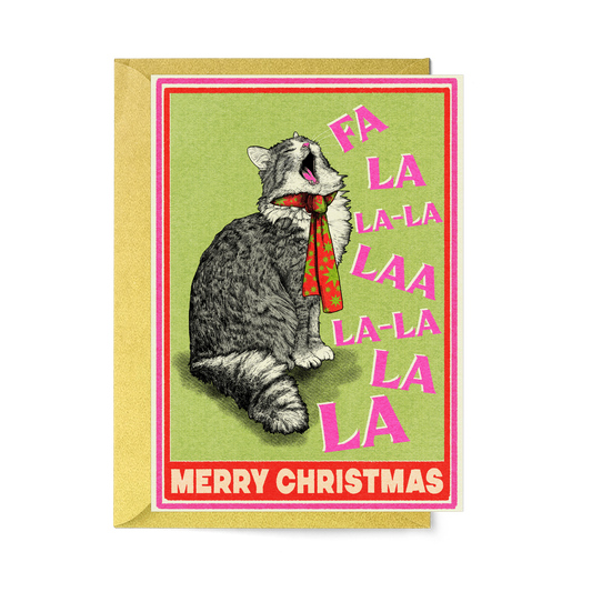 Singing Cat Merry Christmas Card by Fawn & Thistle