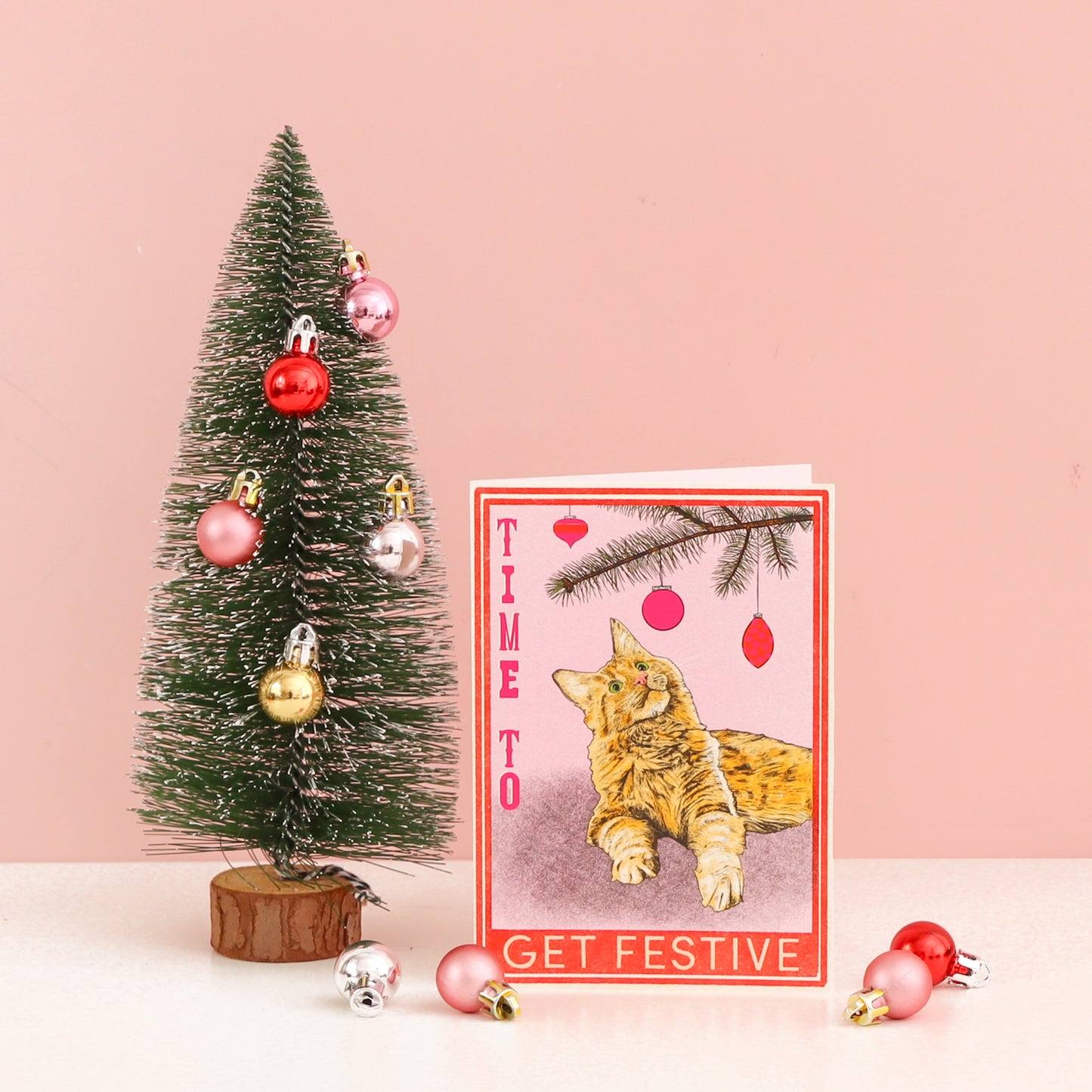 Get Festive Ginger Cat Christmas Card by Fawn & Thistle | Sustainable Plastic free xmas cards