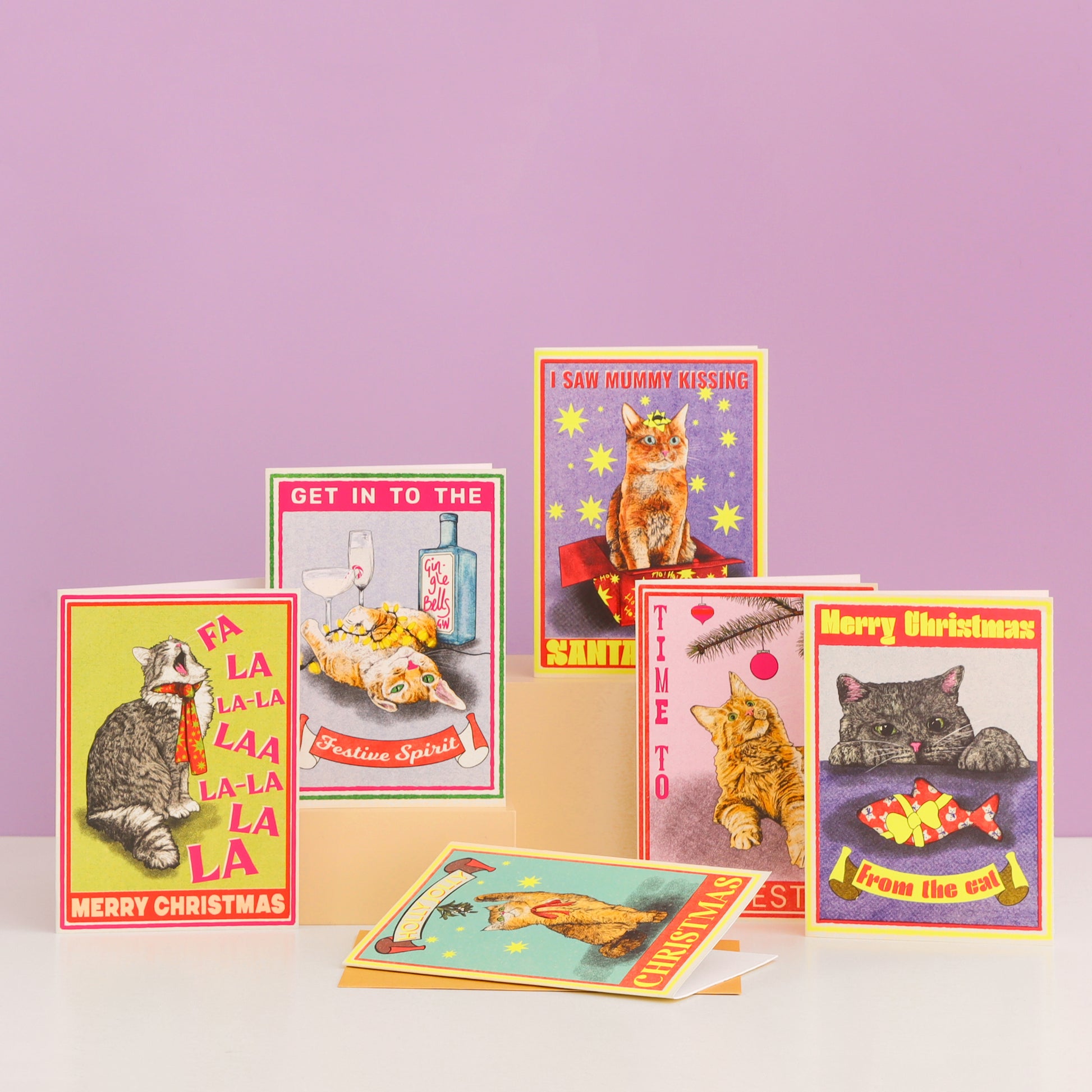Feline festive cat Christmas card collection from Fawn & Thistle
