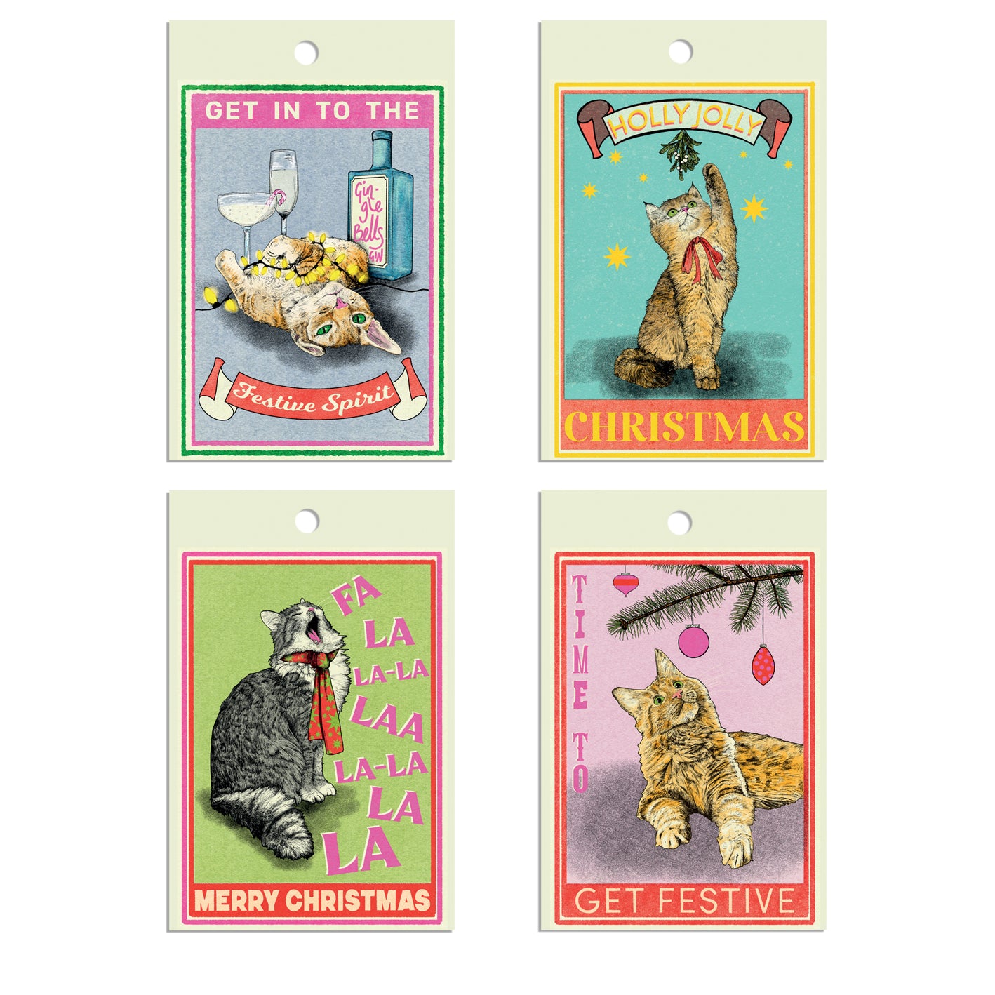 Feline Festive Gift Tag Pack of 8 | Cat Gift Tags | Cat Gift Wrap | Christmas Gift Tags