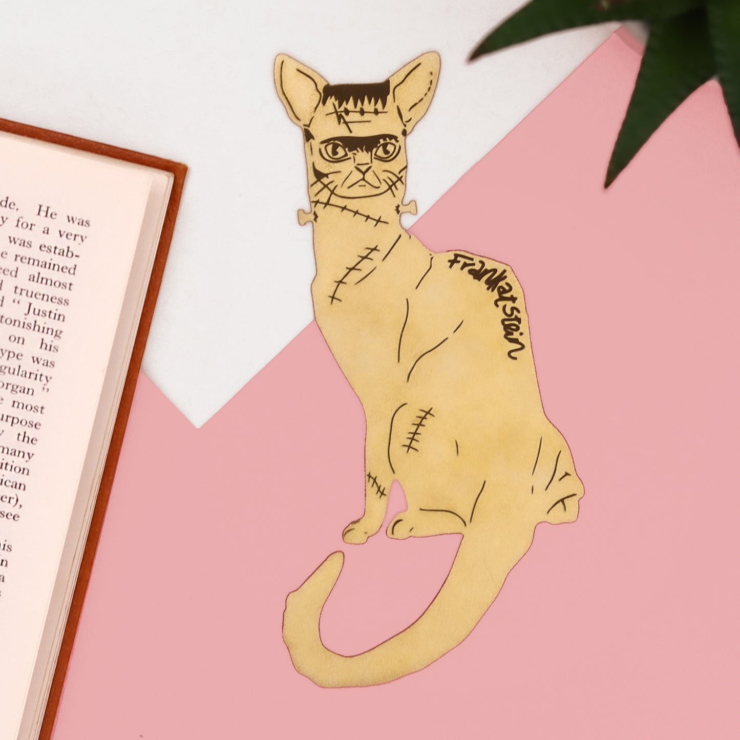 Frankatstein Literary Brass Bookmark | Gothic Literature Frankenstein Gift | Cat Gift | Fawn & Thistle