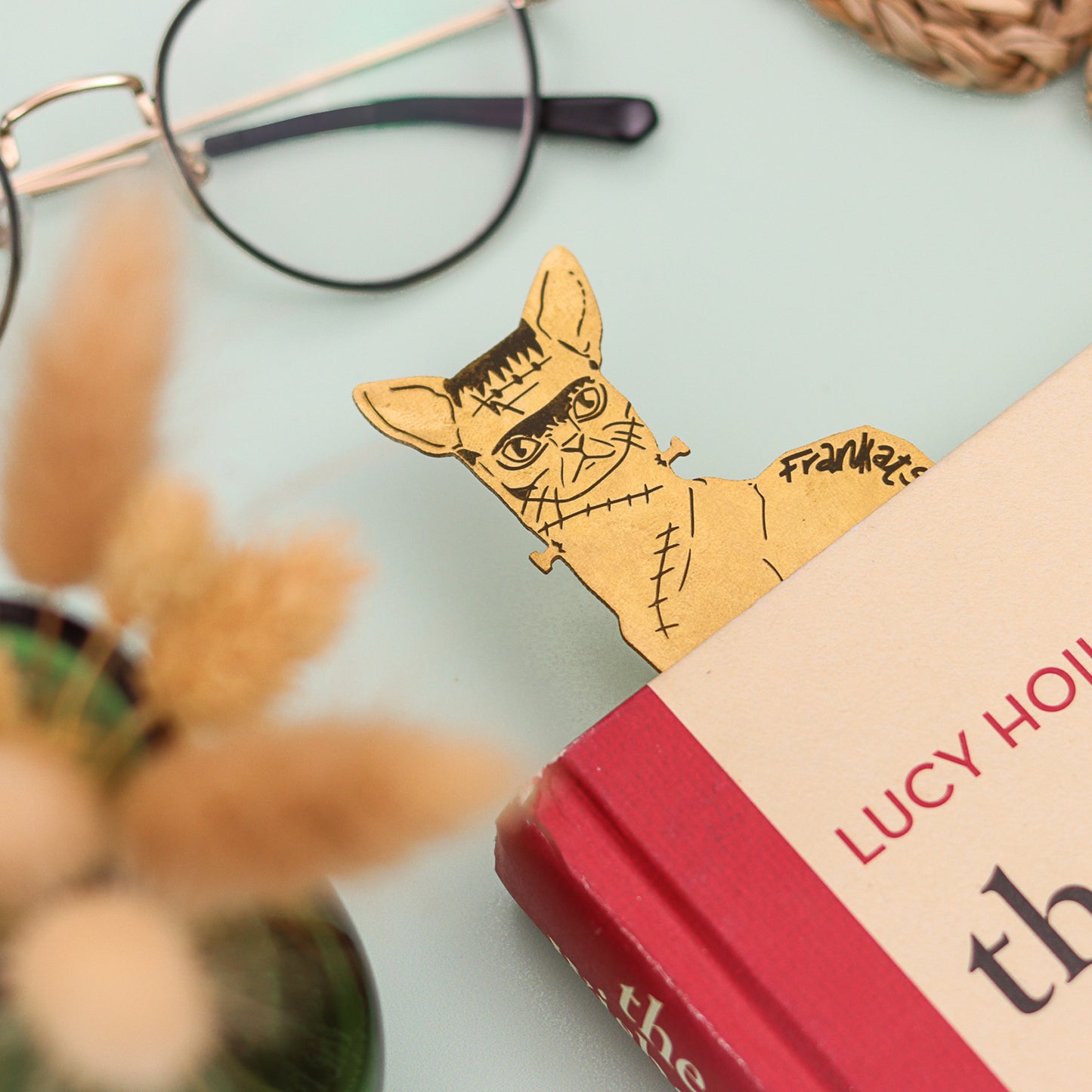 Frankatstein Literary Brass Bookmark | Gothic Literature Frankenstein Gift | Cat Gift | Fawn & Thistle