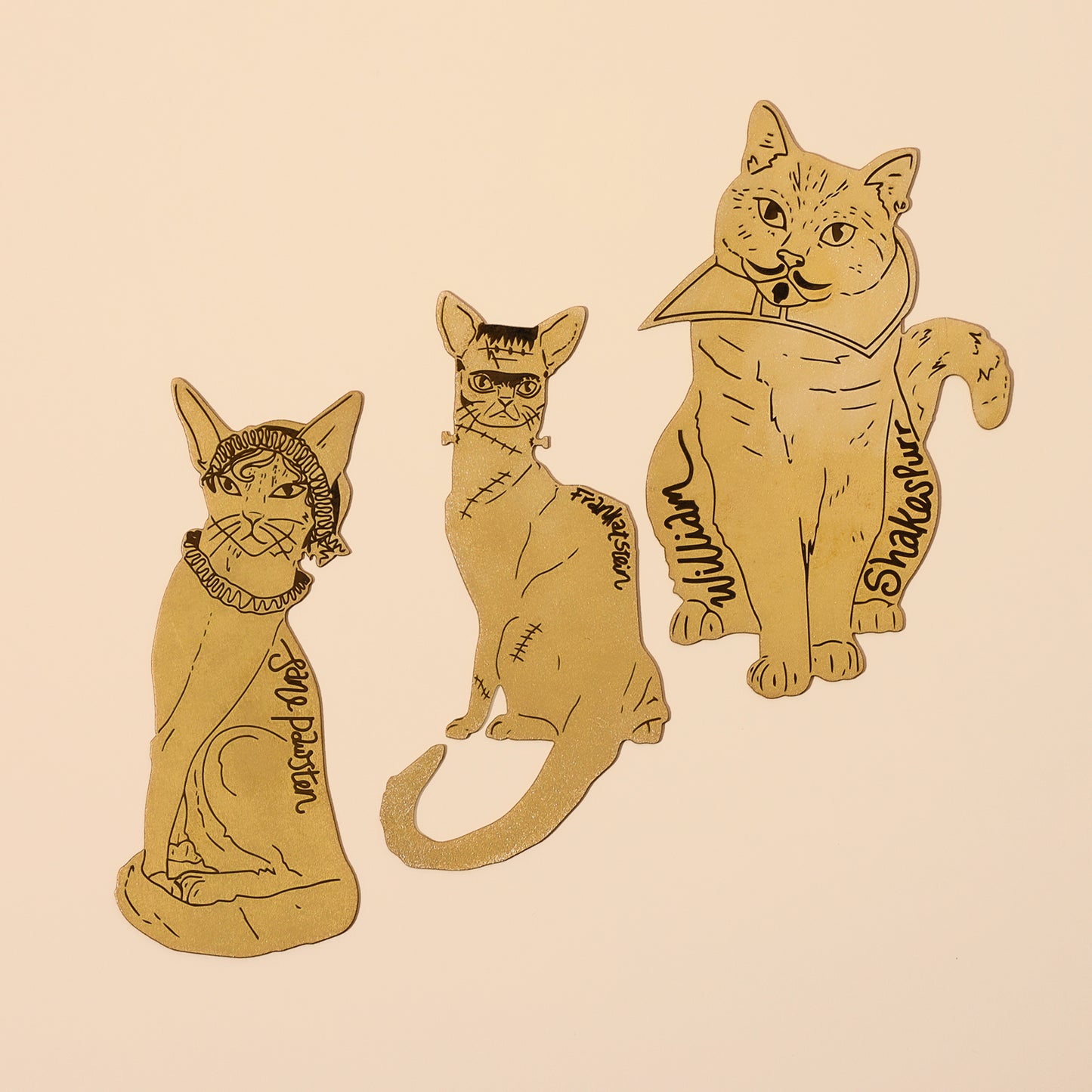 Literary Cats Brass Bookmark | Jane Austen Gift | Cat Gift | Fawn & Thistle