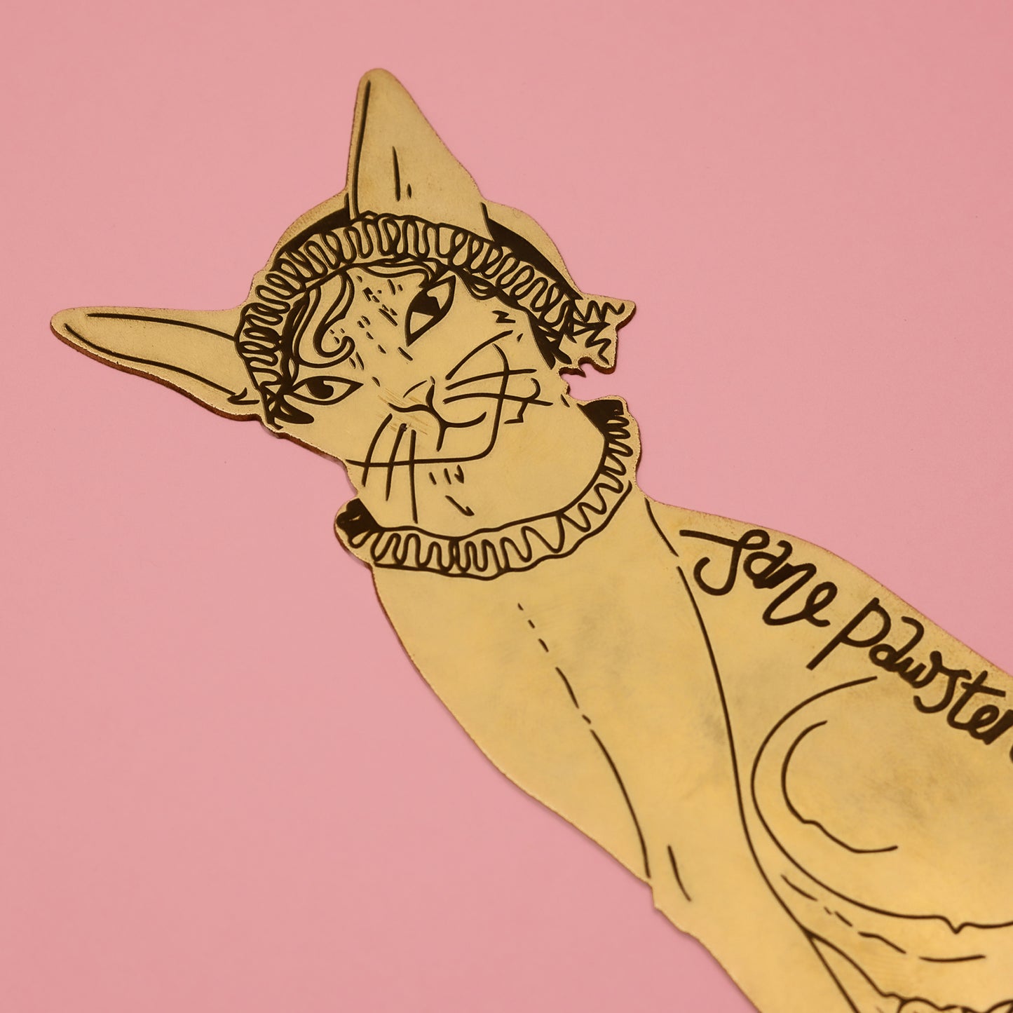 Jane Pawsten Cat Brass Bookmark | Jane Austen Gift | Cst Gift | Fawn & Thistle