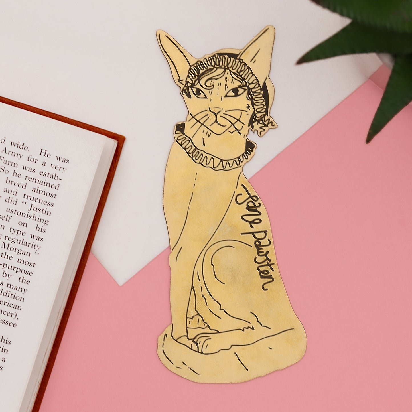 Jane Pawsten Cat Brass Bookmark | Jane Austen Gift | Cat Gift | Fawn & Thistle