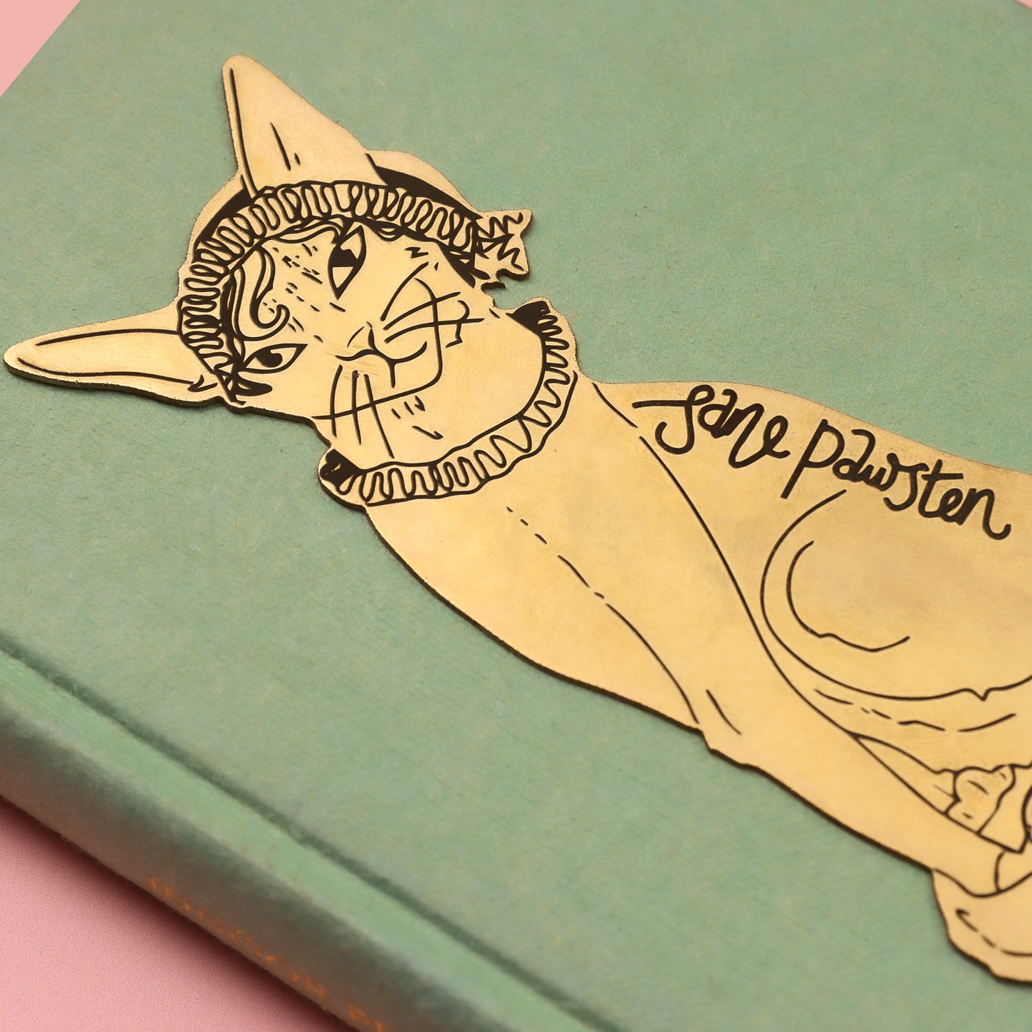 Jane Pawsten Cat Brass Bookmark | Jane Austen Gift | Cst Gift | Fawn & Thistle