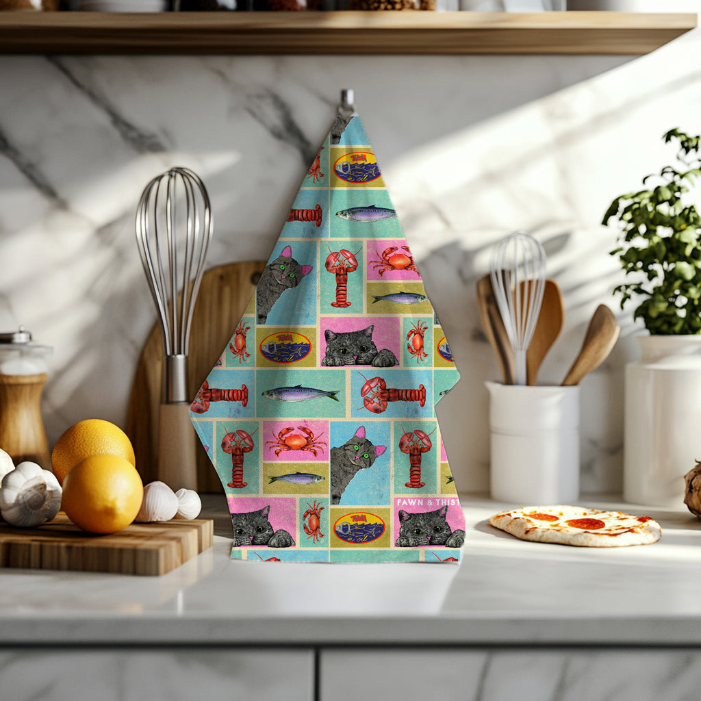 Cat's Kitchen Retro Tea Towel