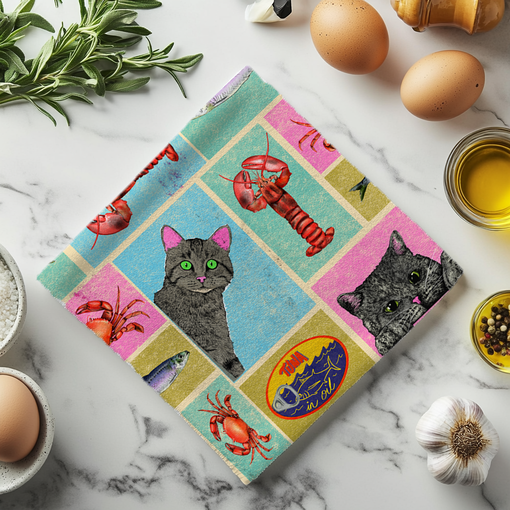 Cat's Kitchen Retro Tea Towel