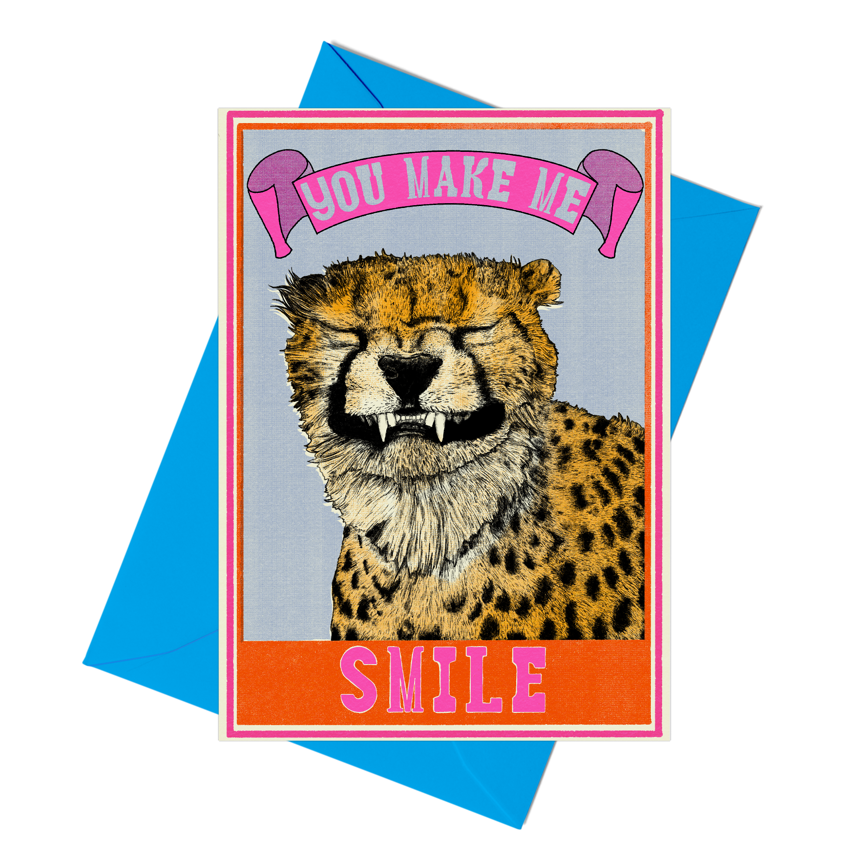 "You Make Me Smile" Cheetah Anniversary Card