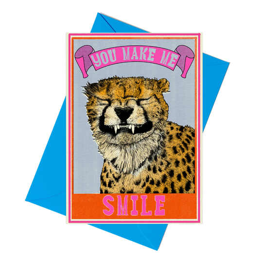 "You Make Me Smile" Cheetah Greetings Card - Fawn and Thistle -