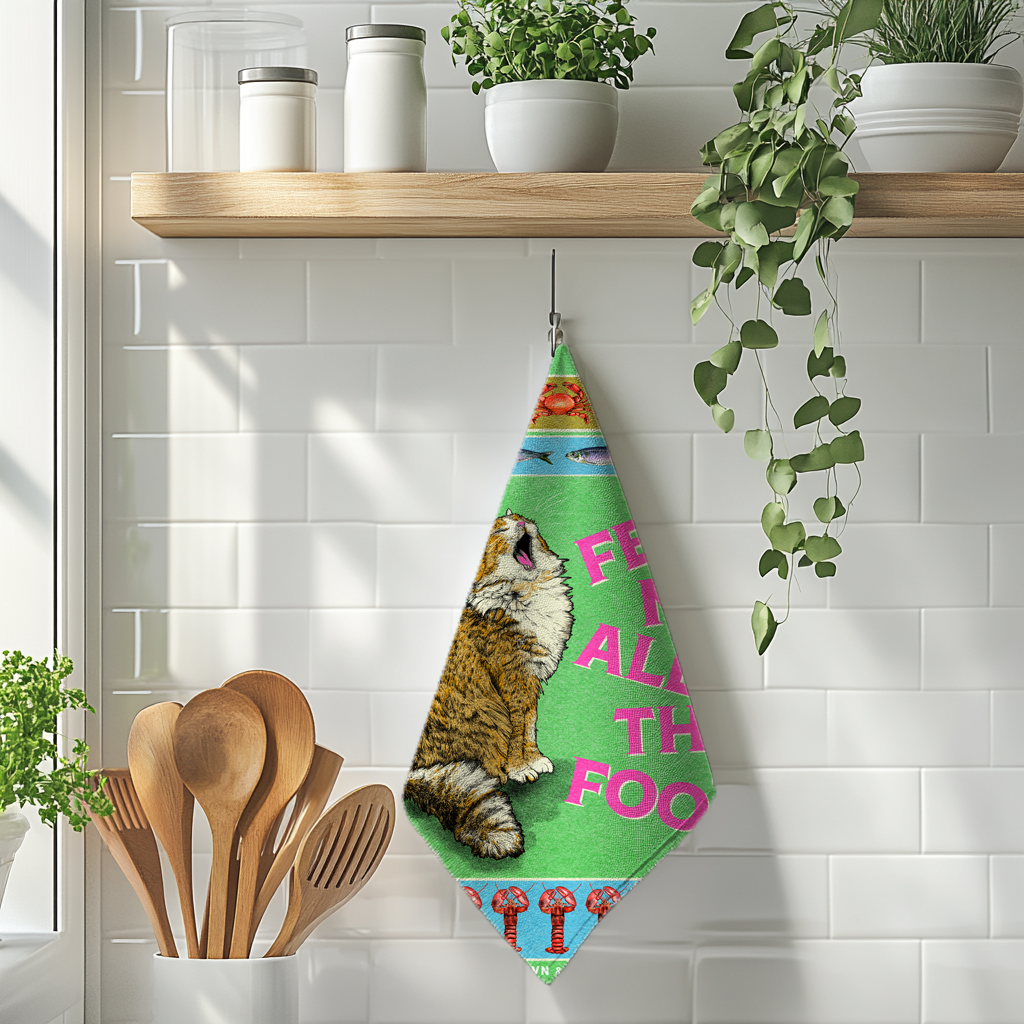 Feed The Cat Tea Towel