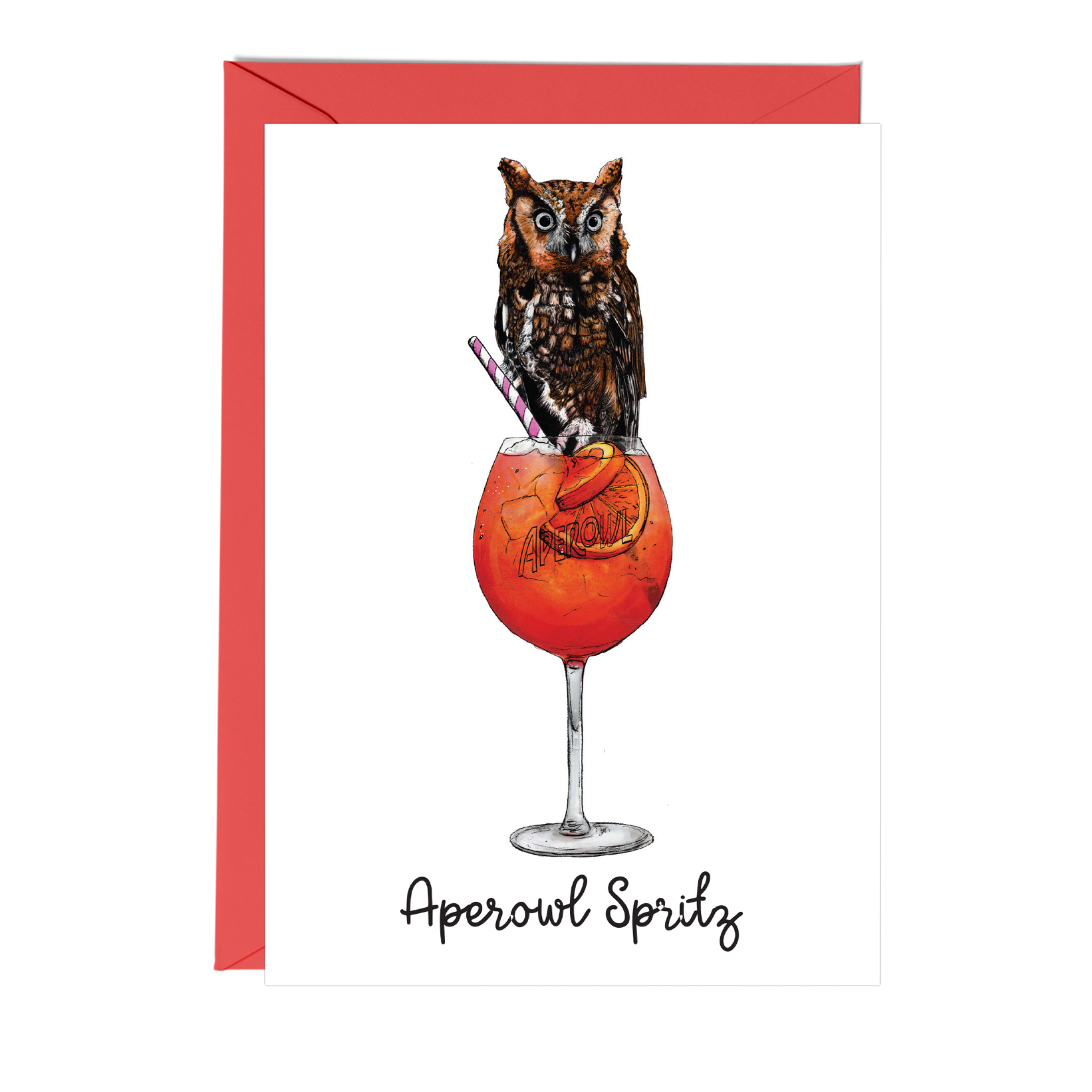 Aperol Spritz & Owl birthday card
