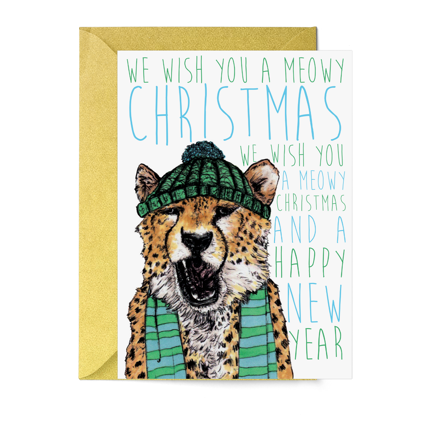 Caroling Cats Cheetah Christmas Card - Fawn and Thistle