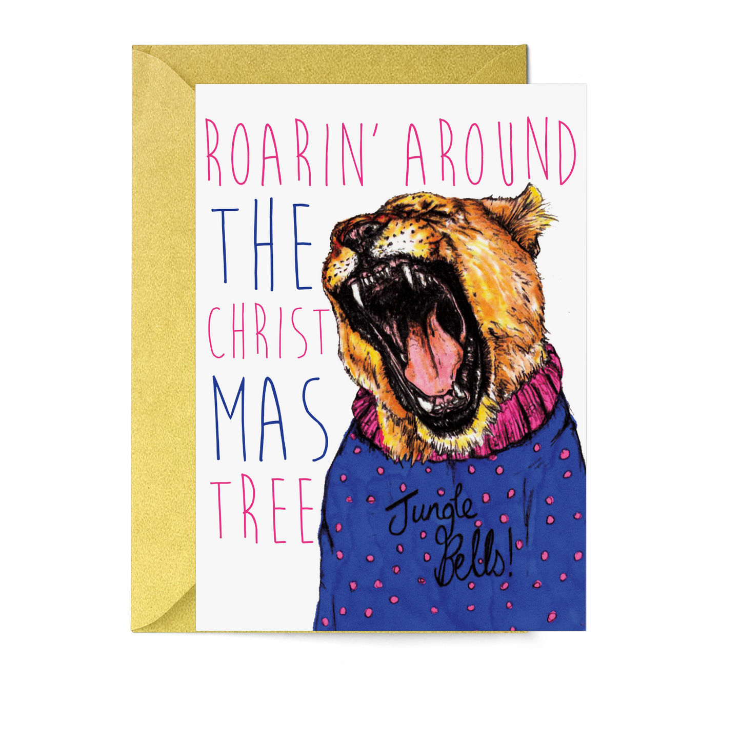 Caroling Cats Lioness Christmas Card - Fawn and Thistle