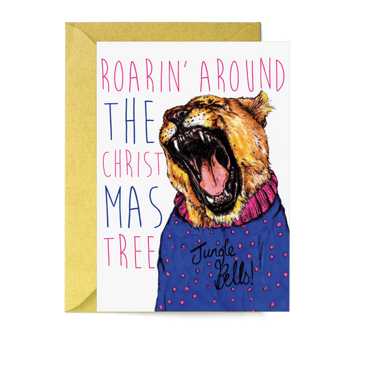 Caroling Cats Lioness Christmas Card - Fawn and Thistle