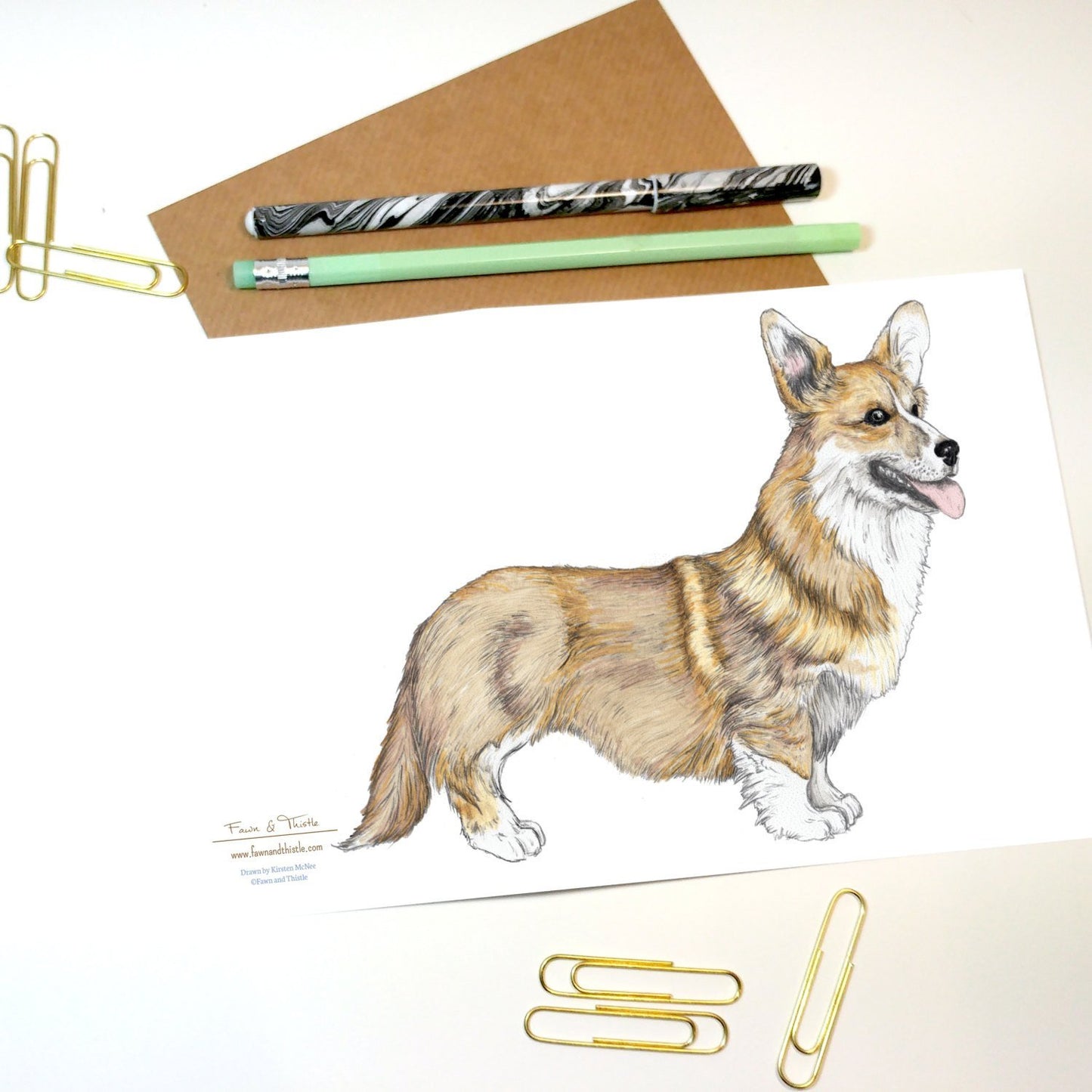 Cecil the Corgi Greeting Card - Fawn and Thistle