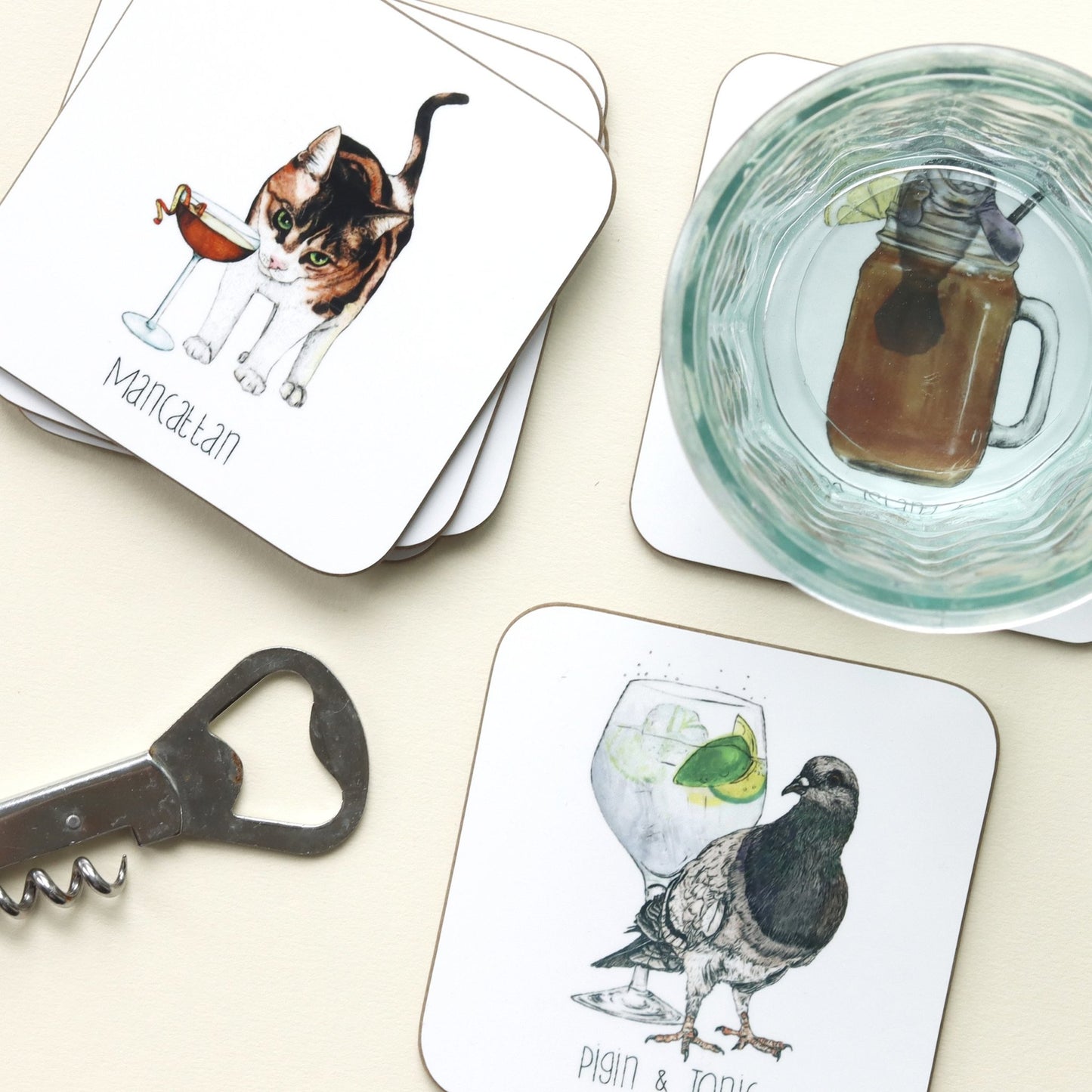 Cocktail Animals Coaster set - Fawn and Thistle