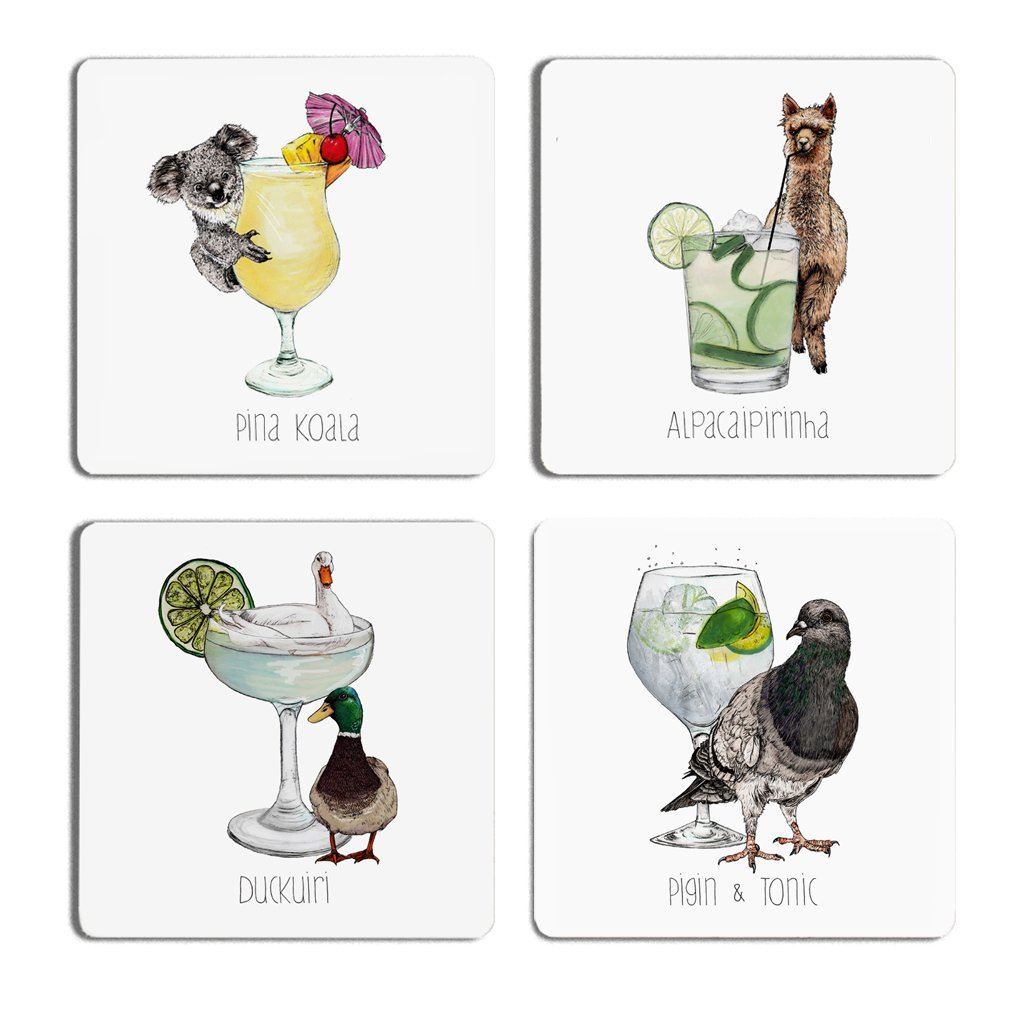 Cocktail Animals Coaster set - Fawn and Thistle