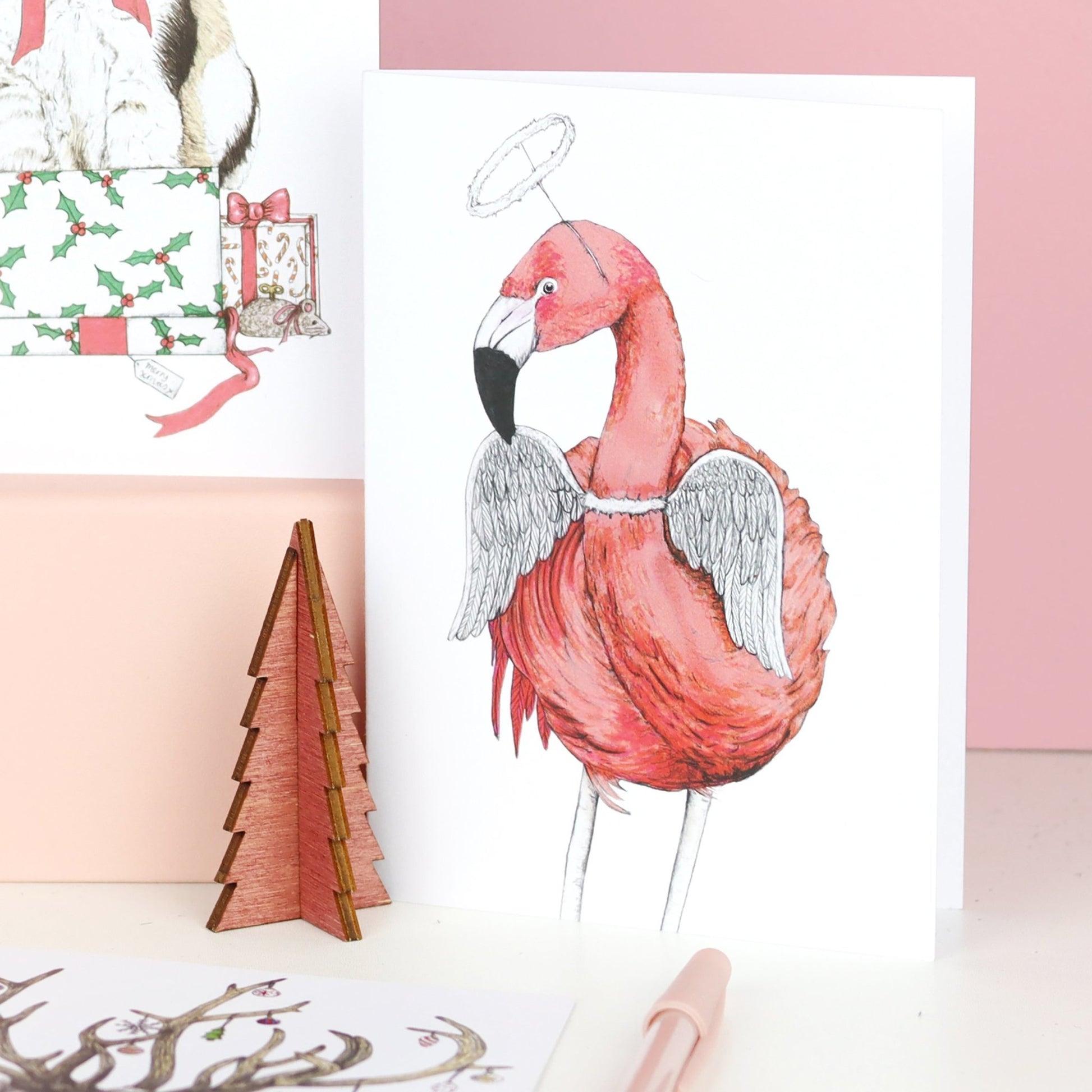 Festive Fiesta Flamingo Christmas Card - Fawn and Thistle