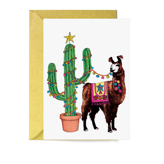 Festive Fiesta Llama Christmas Card - Fawn and Thistle
