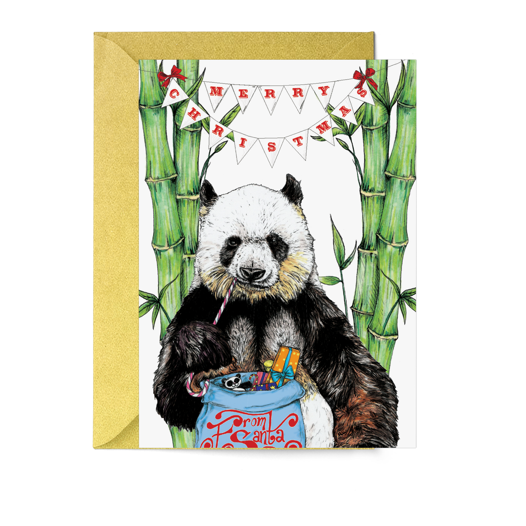 'Festive Fiesta' Panda Christmas Card - Fawn and Thistle