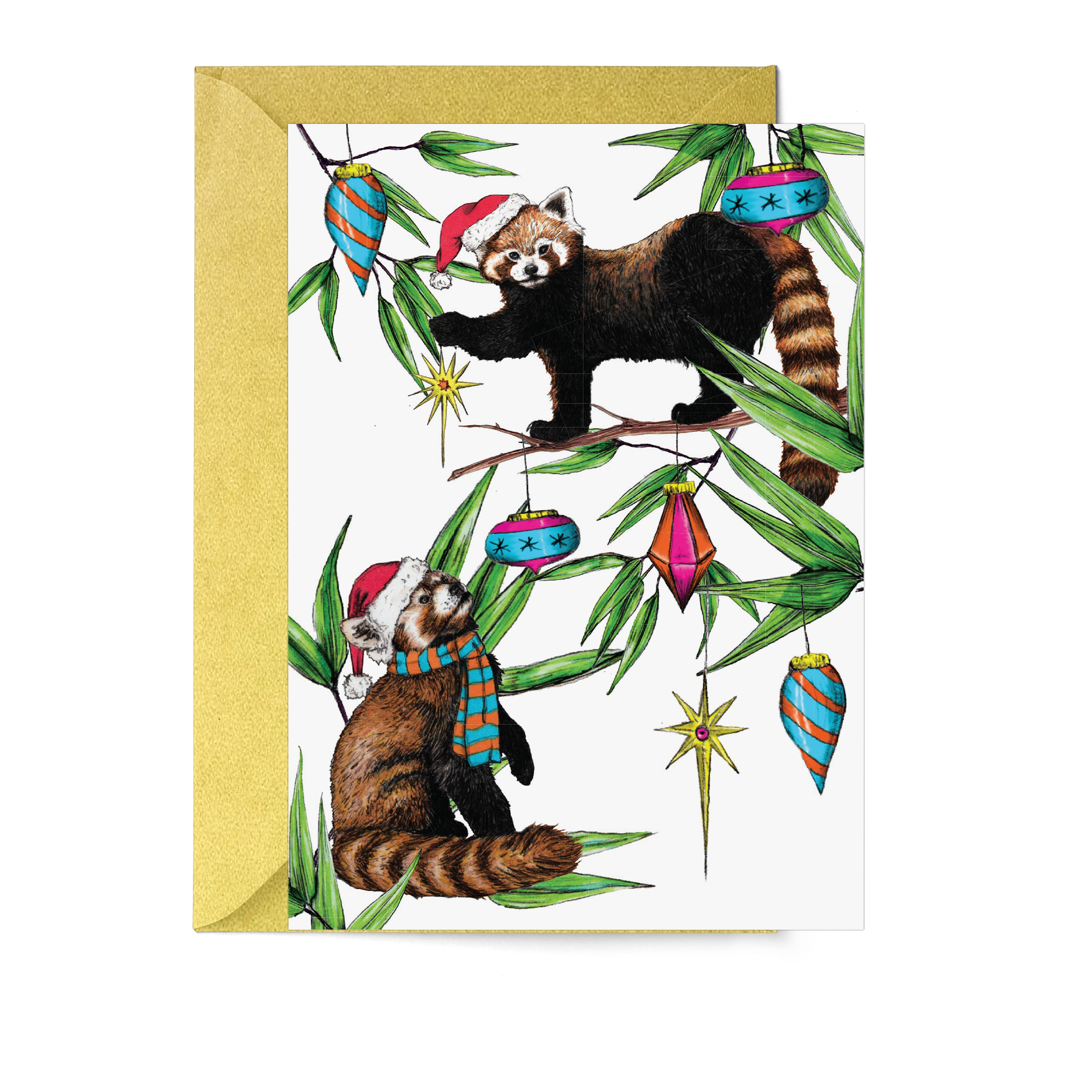 'Festive Fiesta' Red Pandas Christmas Card - Fawn and Thistle