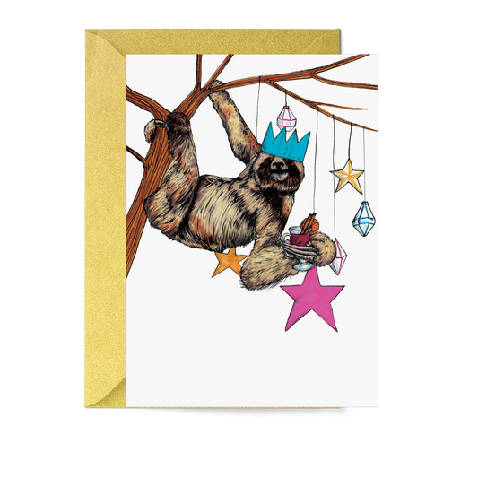 Festive Fiesta Sloth Christmas Card - Fawn and Thistle