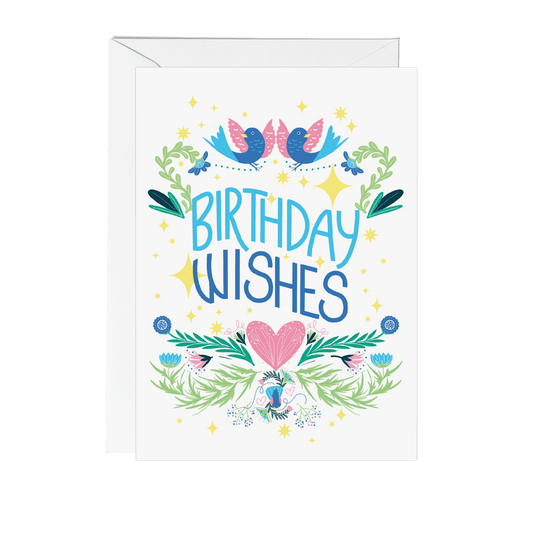 Folksy Birthday Wishes Greetings Card - Fawn and Thistle