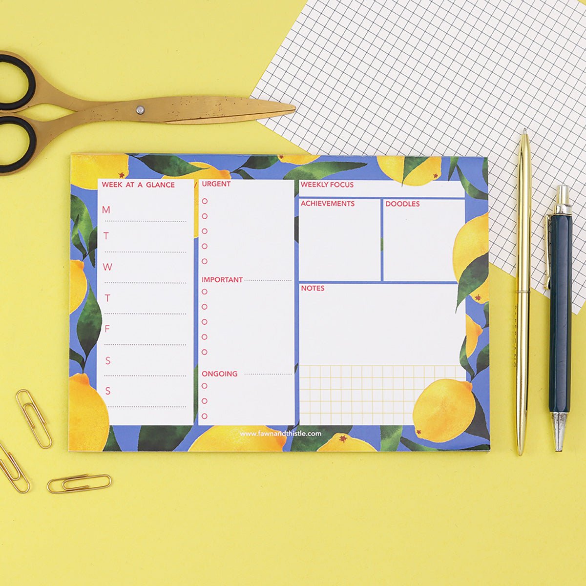 Lemon Weekly Desk Pad Planner A5 - Fawn and Thistle