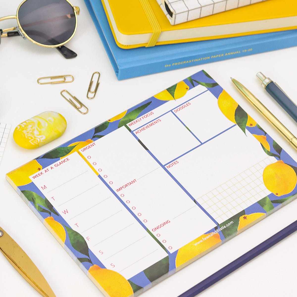 Lemon Weekly Desk Pad Planner A5 - Fawn and Thistle