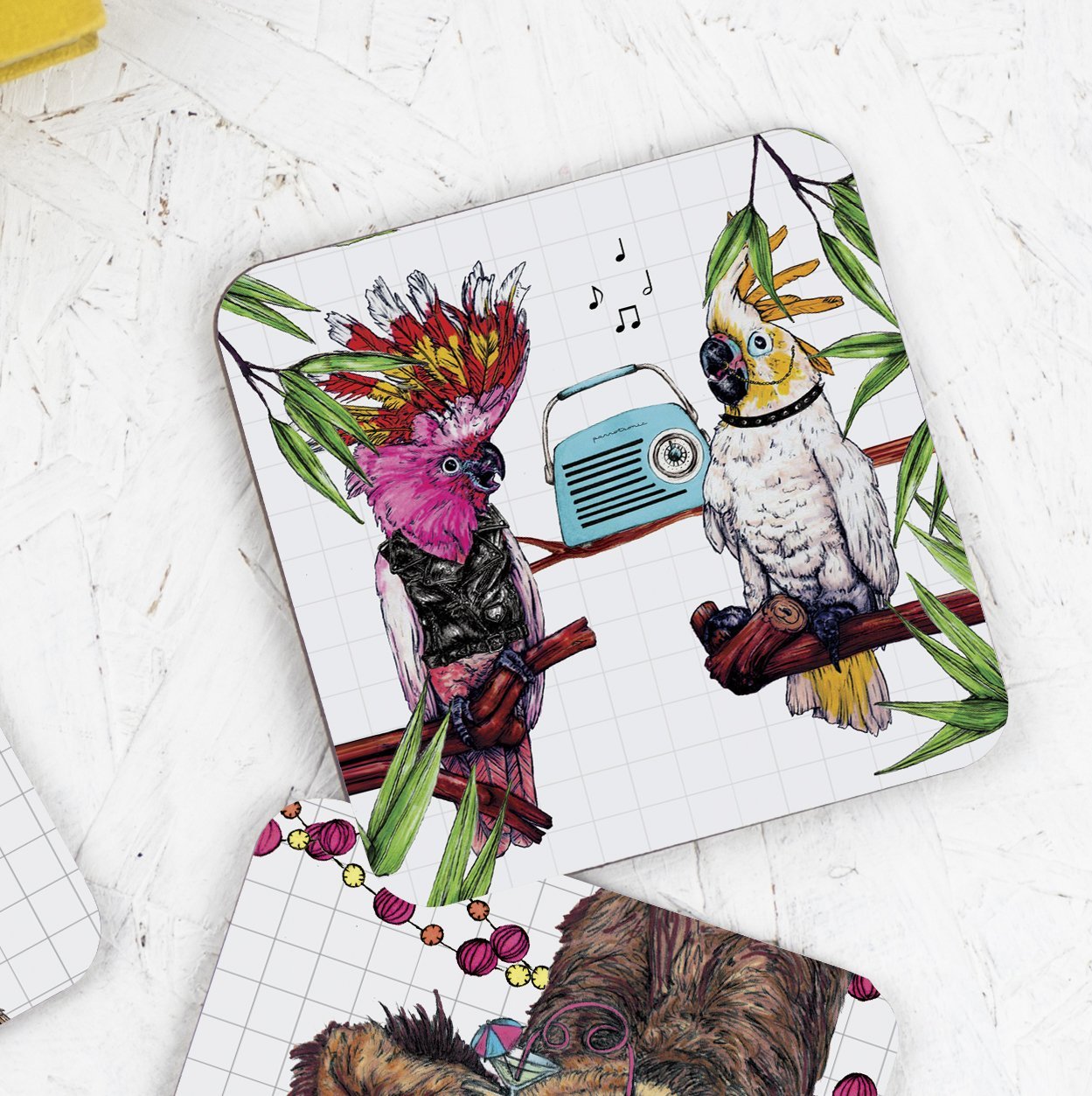 Party Cockatoo Drinks Coaster - Fawn and Thistle