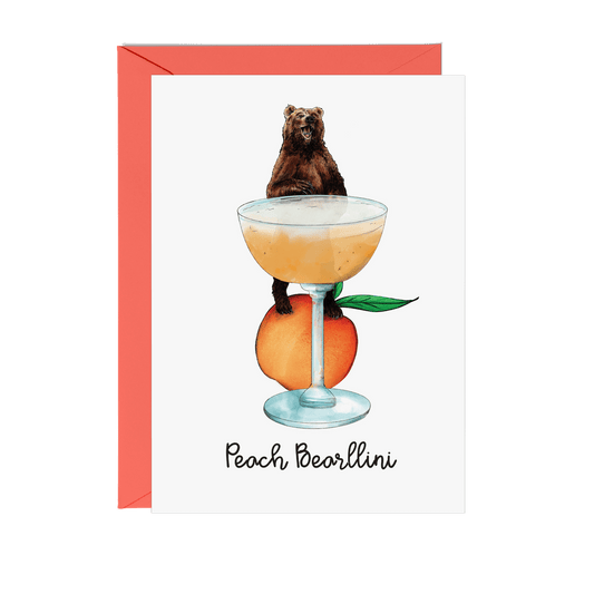 Peach Bearllini Cocktail Animals Greeting Card - Fawn and Thistle