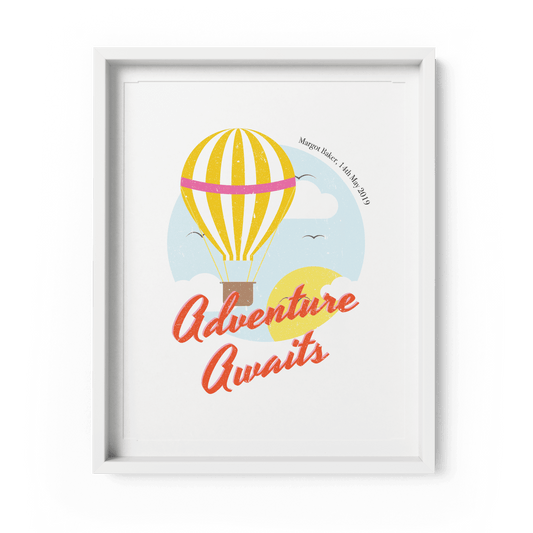 Personalised Hot Air Balloon Nursery Art Print - Fawn and Thistle