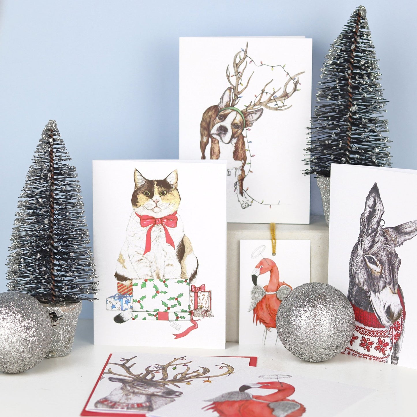 Santa's Helper Cat Greeting Card - Fawn and Thistle