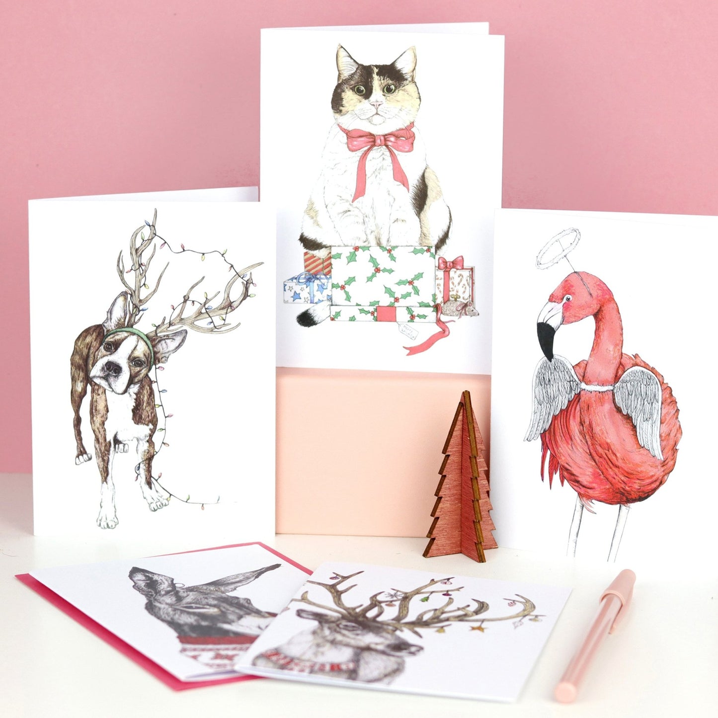 Santa's Helper Dog Greeting Card - Fawn and Thistle