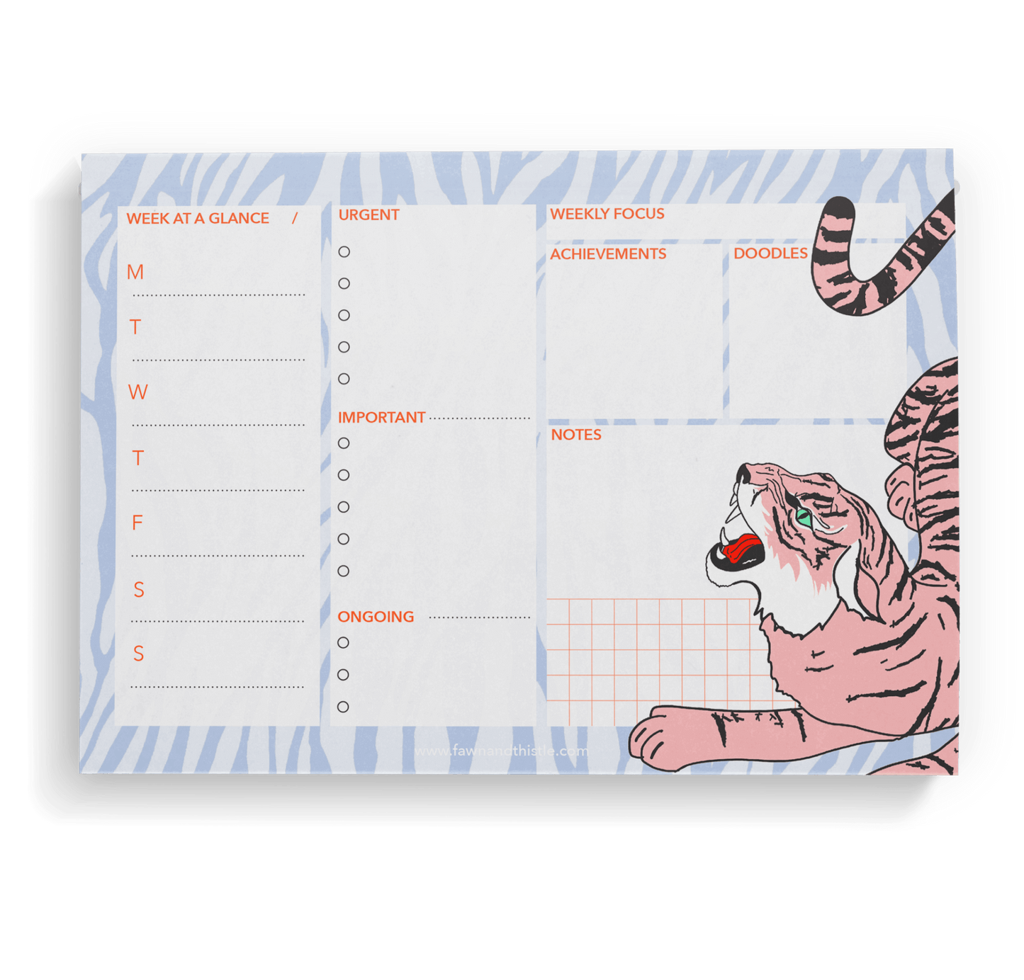 Tiger Weekly Desk Pad Planner A5 - Fawn and Thistle