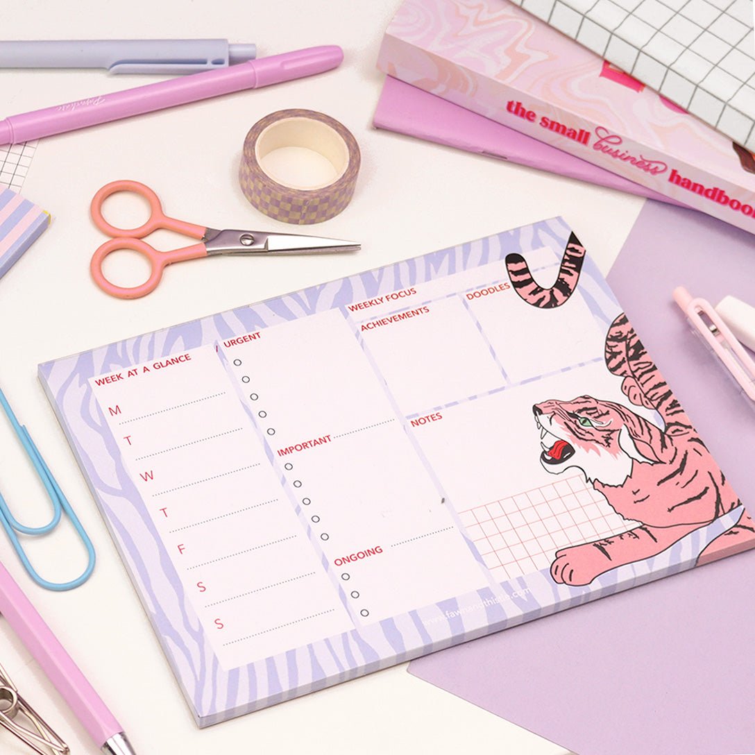 Tiger Weekly Desk Pad Planner A5 - Fawn and Thistle