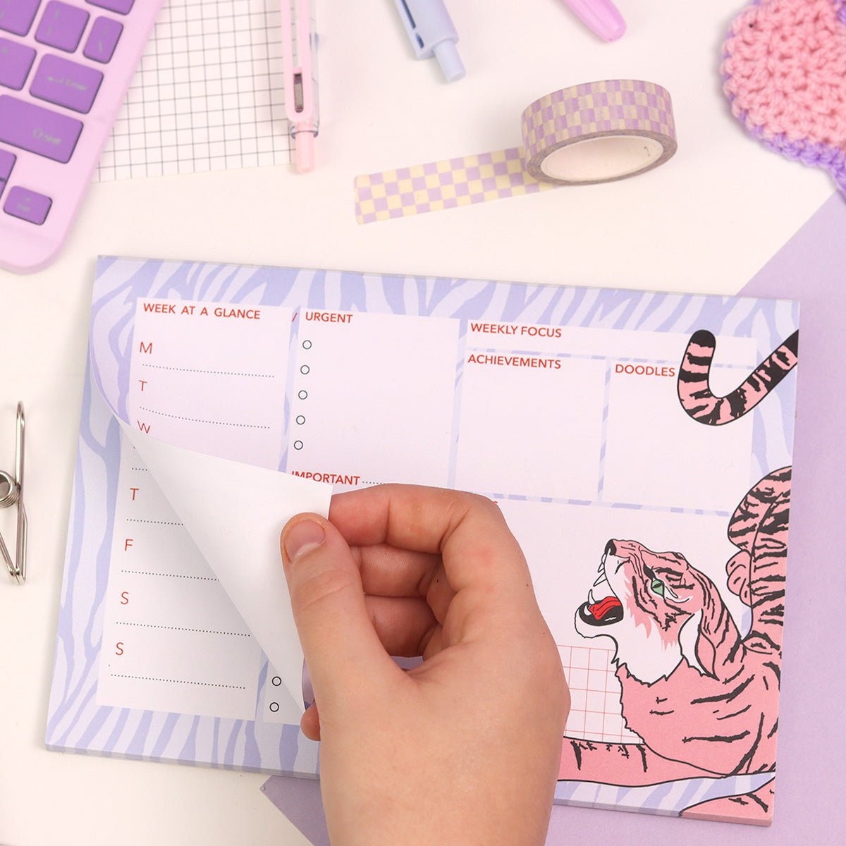 Tiger Weekly Desk Pad Planner A5 - Fawn and Thistle