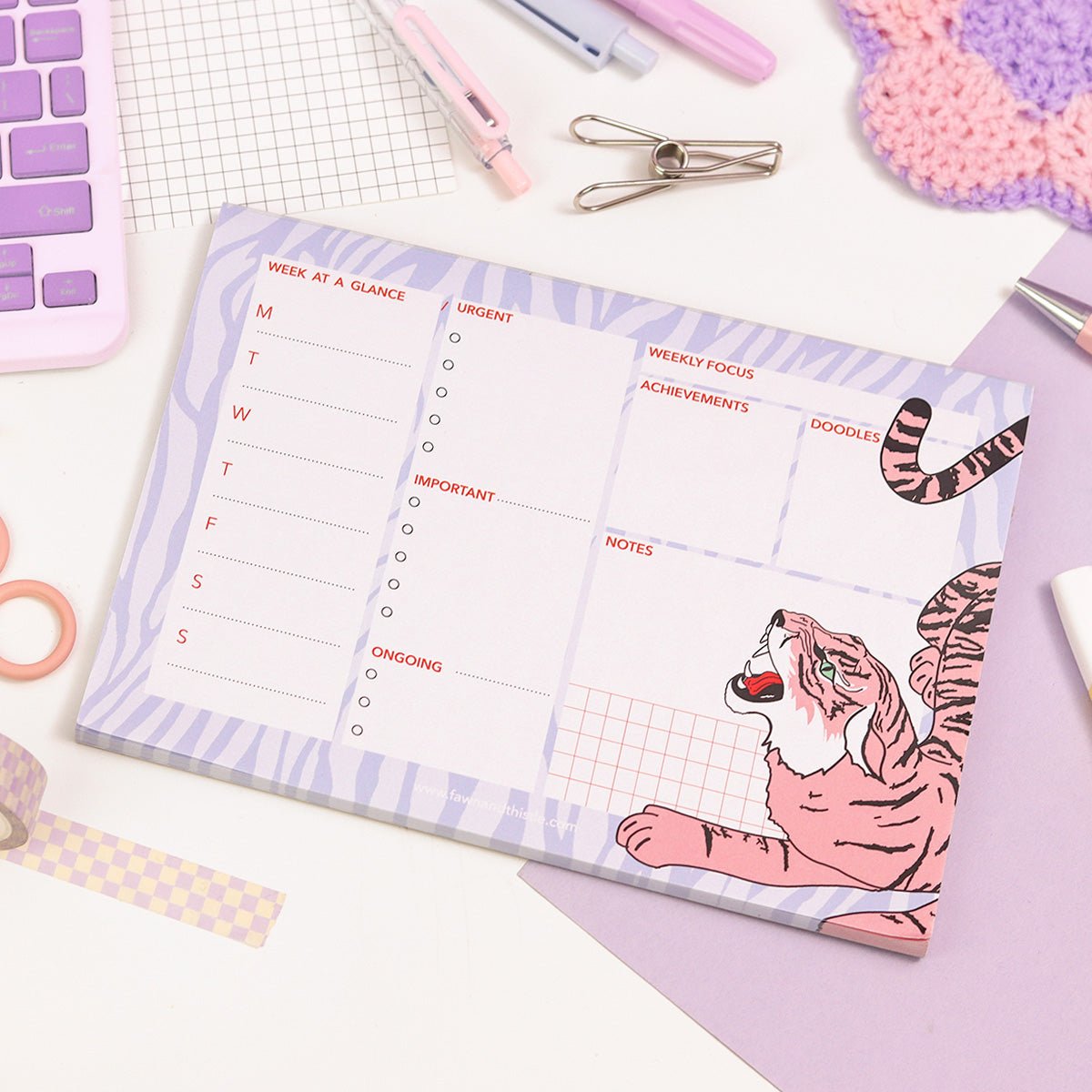 Tiger Weekly Desk Pad Planner A5 - Fawn and Thistle