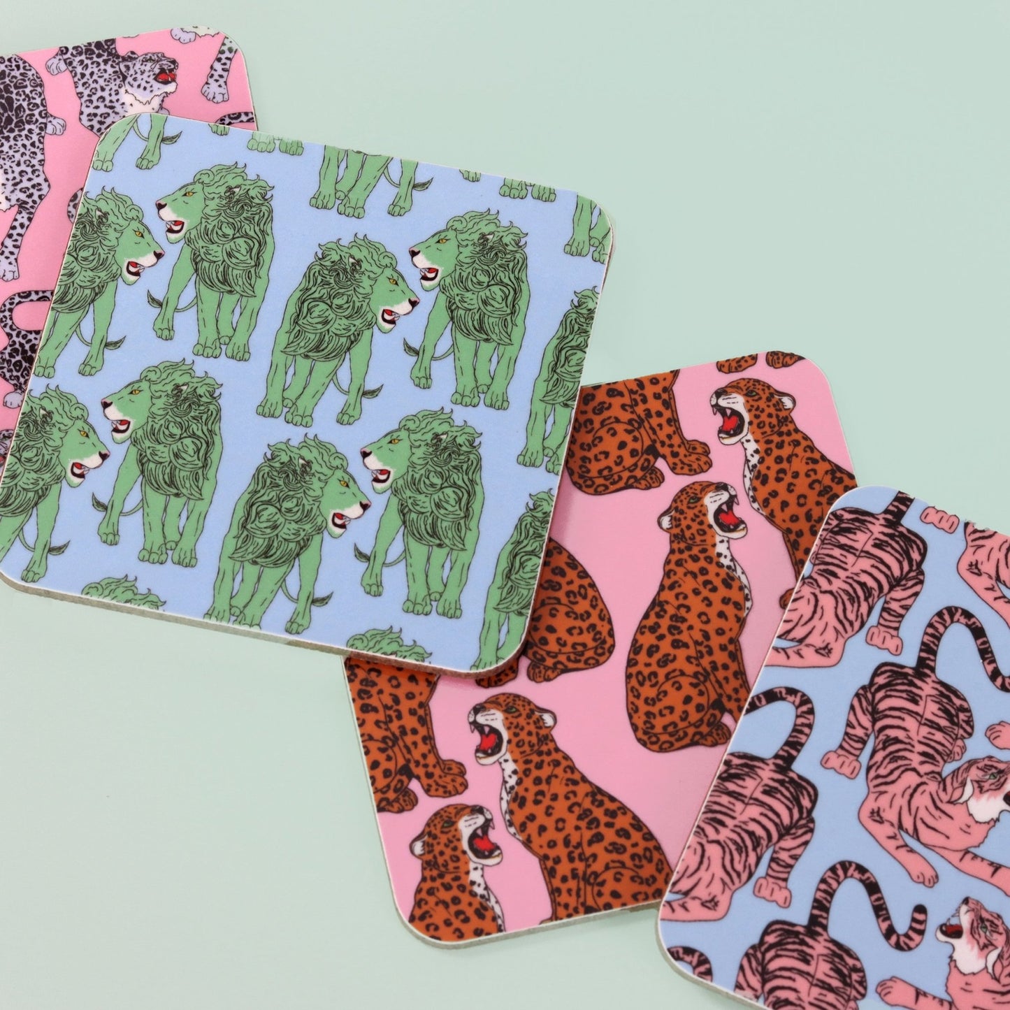 Wild Cat Pattern Coaster set - Fawn and Thistle