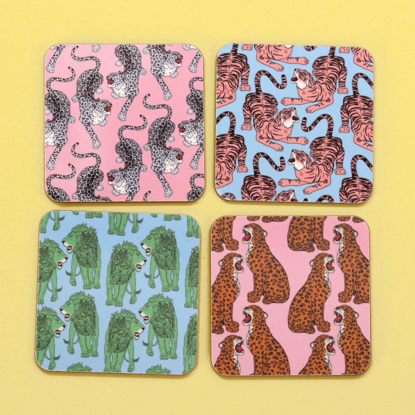 Wild Cat Pattern Coaster set - Fawn and Thistle