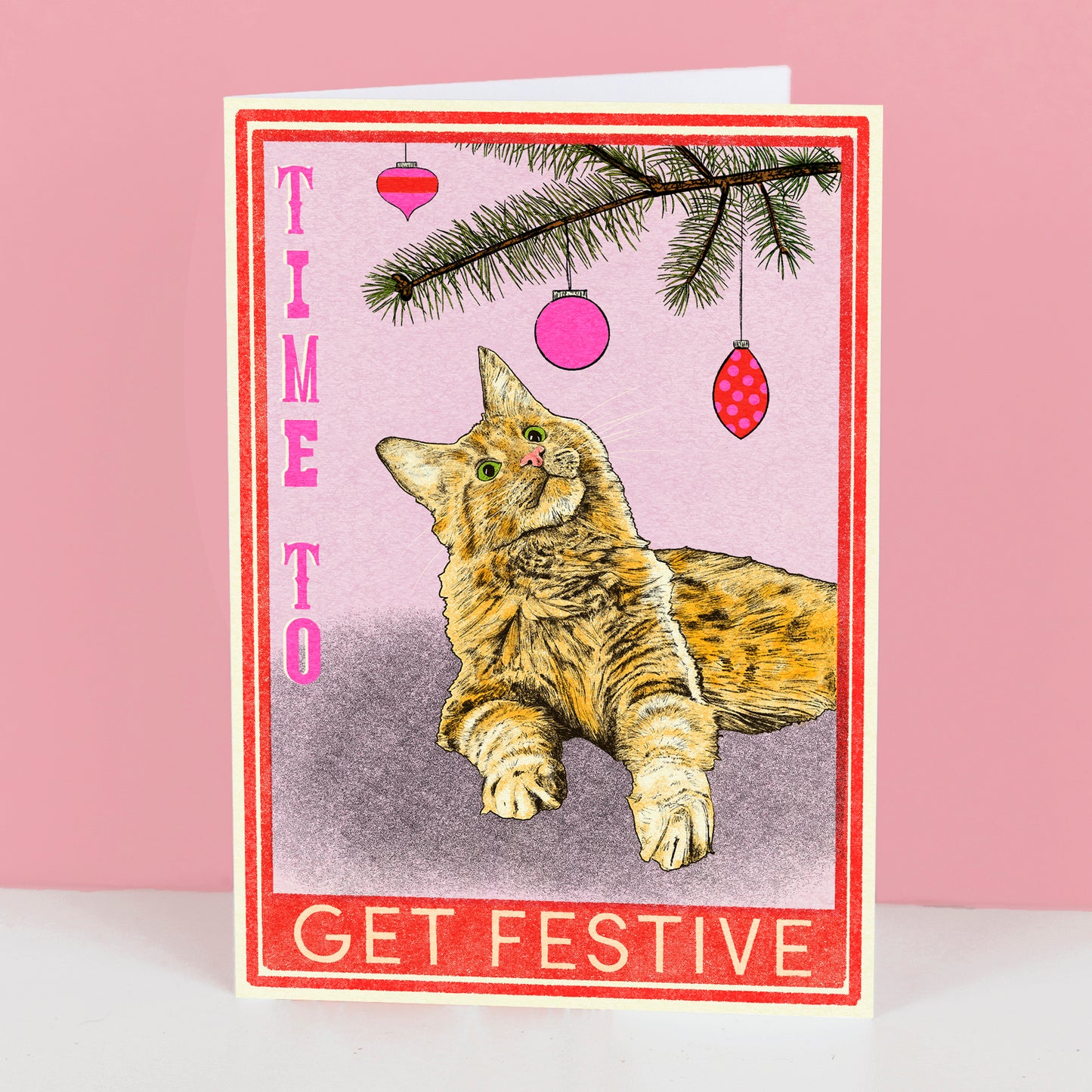 Get Festive Ginger Cat Christmas Card by Fawn & Thistle | Sustainable Plastic free xmas cards