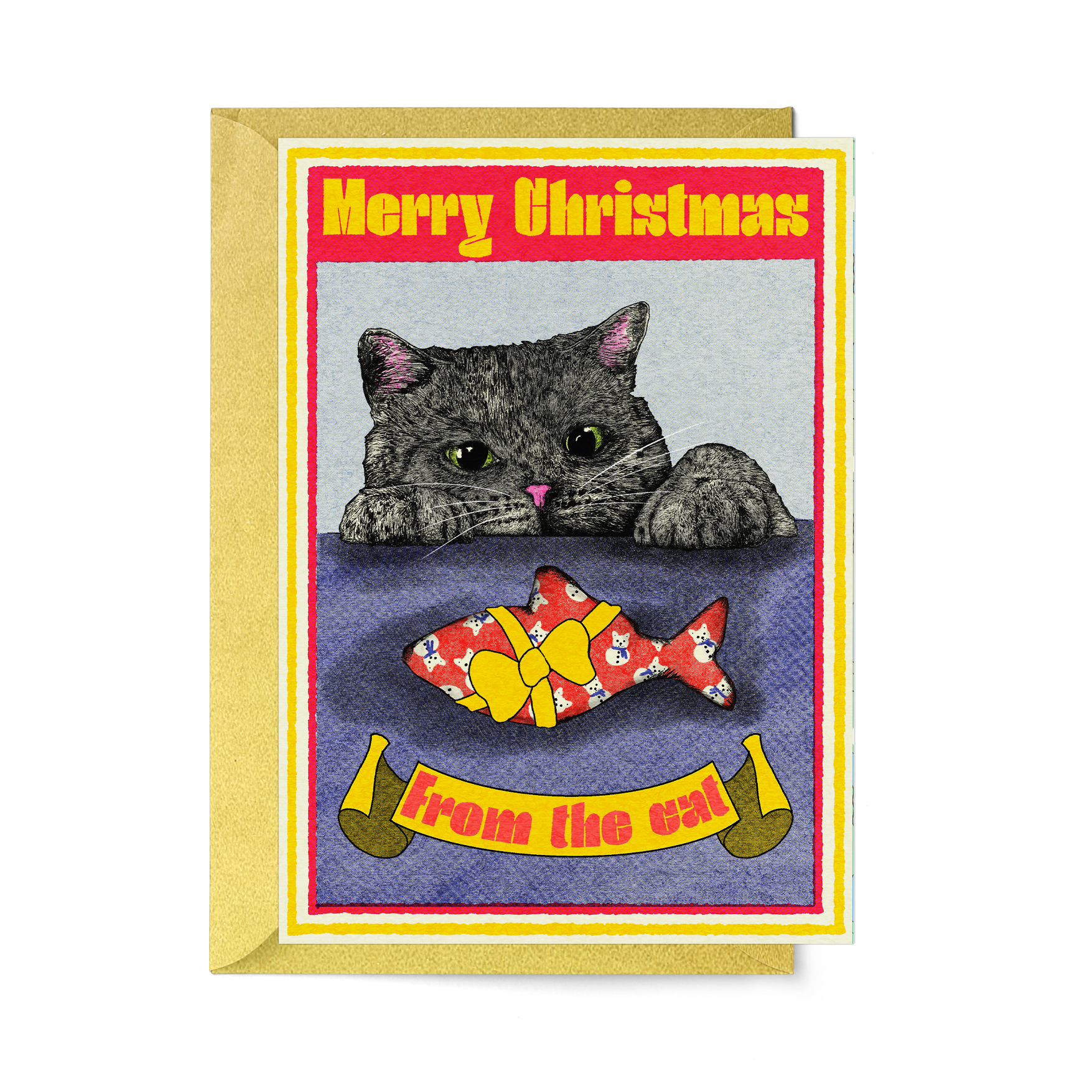 merry christmas from the cat card by fawn and thistle