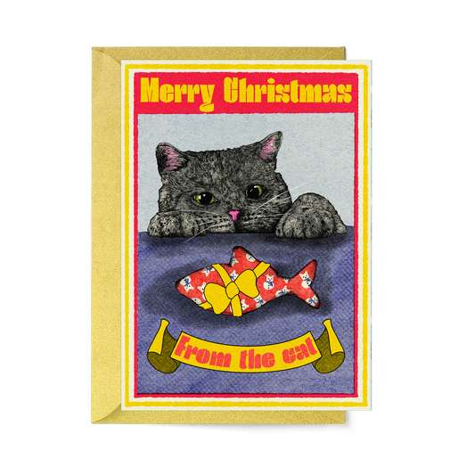 merry christmas from the cat card by fawn and thistle